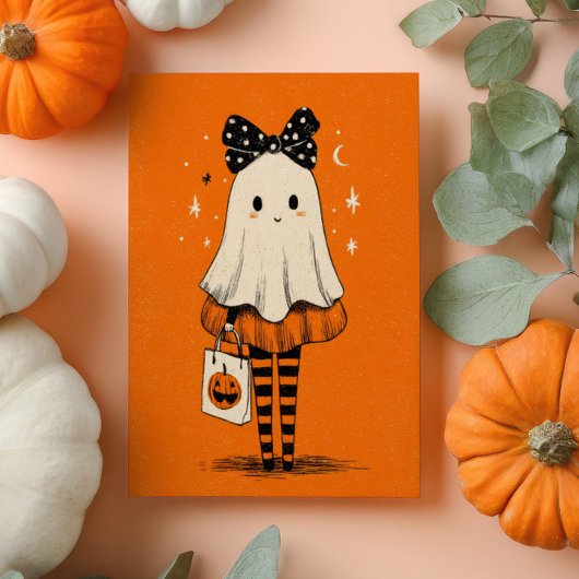 Carte Trick de fantôme mignon ou traiter l'Halloween d'o
