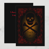 Carte Trick d'Halloween ou traiter le crâne et les os cr (Devant / Derrière)
