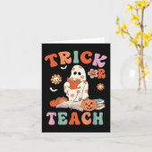 Carte Trick Or Teach Rétro Groovy Fleur de Fantôme Profe (Fleur jaune)