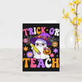 Carte Trick Or Teach Teacher Ghost Teaching Fun Hallowee (Fleur jaune)