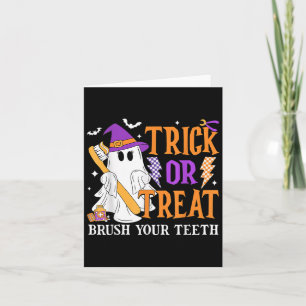 Carte Trick Or Treat Brossez Vos Dents Fantôme Mignon Ha