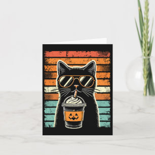 Carte Trick Or Treat Chat Noir Hipster Drôle Halloween B