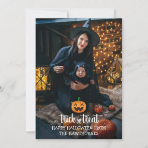 Carte "Trick or Treat" Halloween élégante Photo de famil