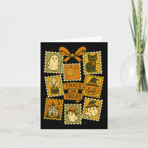 Carte Trick Or Treat Halloween Vintage Timbre Postal Rét
