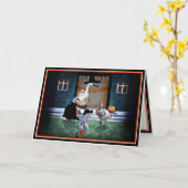 Carte Trick ou temps de traitement Halloween Canards (Fleur jaune)