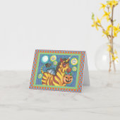 CARTE TRICK OU TRAITEMENT BAT WING ZEBRA, CUTE HALLOWEEN (Fleur jaune)