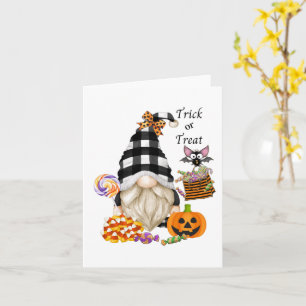 Carte Trick ou traitement papier Gnome Halloween