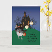 Carte Trick ou traiter avec l'oiseau effrayé et la maiso (Fleur jaune)