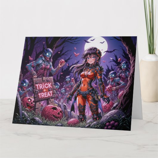 Carte Trick ou traiter Halloween Zombies distribuer le c (Devant)