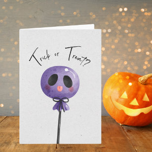 Carte Trick ou Treat ? Cute couleur aquarelle Lollipop