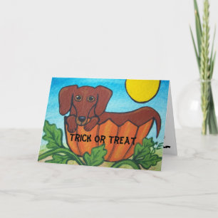 Carte Trick ou Treat Dachshund Halloween Card
