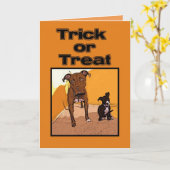 Carte Trick ou Treat Happy Halloween Chiens (Fleur jaune)