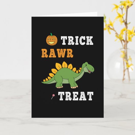 Carte Trick Rawr Friandise Cute Halloween Stégosaure Din (Fleur jaune)