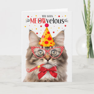 Carte Tricolor Fluffy Tabby Cat MEOWvelous Anniversaire