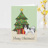 Carte Tricolor Papillon Happy Dog By A Christmas Tree (Fleur jaune)