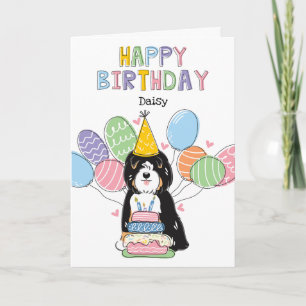 Carte Tricolor Tibétain Terrier Chien fête d'anniversair