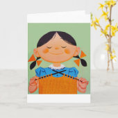 Carte Tricot de la fille Vintage (Fleur jaune)