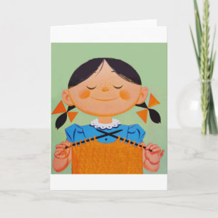 Carte Tricot de la fille Vintage