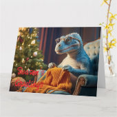 Carte Tricot Dinosaur Joyeux Noël (Fleur jaune)