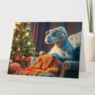 Carte Tricot Dinosaur Joyeux Noël