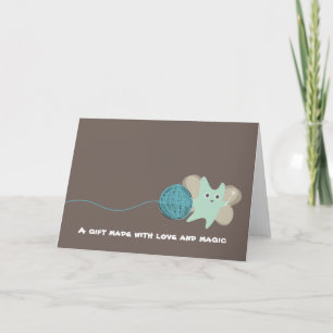 Carte tricot fée mignon monstre boule volante de fil...