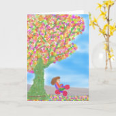 Carte Tricycle Under a Magical Tree Grey Card (Fleur jaune)