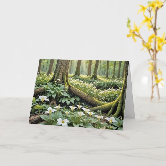 Carte Trillions blancs sympathiques dans une forêt de pr (Fleur jaune)