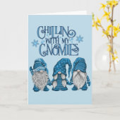 Carte Trio Bleu de Noël Hiver Chillin Avec Mes Gnomies (Fleur jaune)