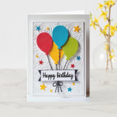 Carte Trio de Ballons Joyeux (Fleur jaune)