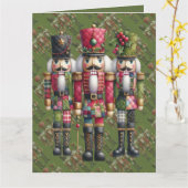 Carte Trio de casse-noisettes de Noël en patchwork fanta (Fleur jaune)