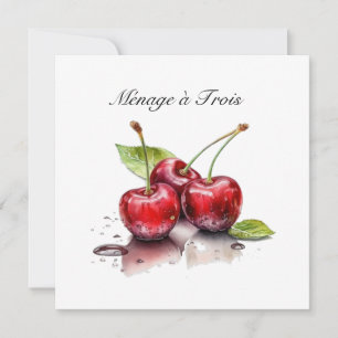 Carte Trio de cerise fraîche en Aquarelle, sur mesure