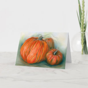 Carte Trio de citrouilles automnales d'art pastel pour T