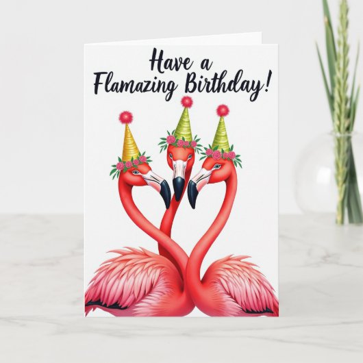 Carte Trio de Flamants pour Anniversaire (Devant)