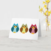 Carte Trio de hibou coloré (Fleur jaune)