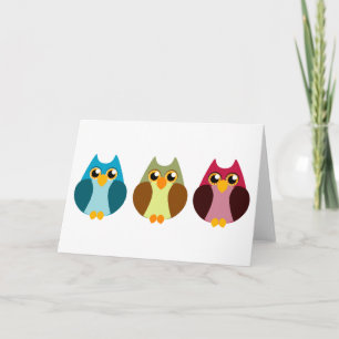 Carte Trio de hibou coloré