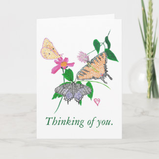 Carte Trio de papillons pointillistes, Pensées pour toi