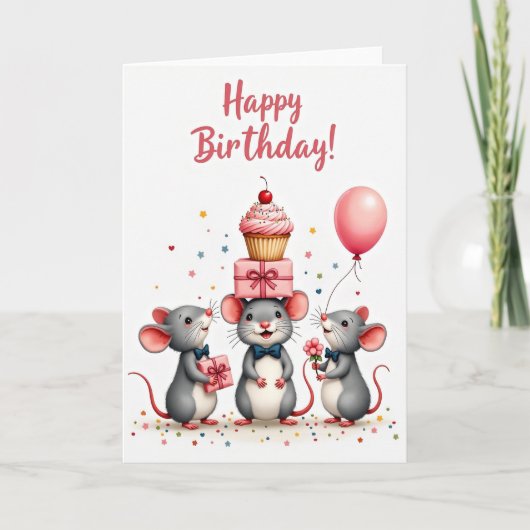 Carte Trio de Souris Fantaisiste (Devant)
