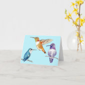 Carte Trio illustré de colibris (Fleur jaune)