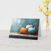 Carte Trio impressionniste de Citrouilles sur bois rusti (Fleur jaune)