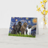 Carte Trio Newfie - Nuit étoilée (Fleur jaune)