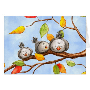Carte trio Oiseaux d'automne
