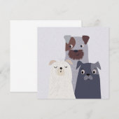 Carte Trio Whimsical de chiens (Devant / Derrière)