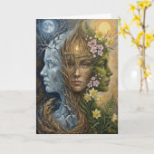 Carte Triple Goddess Winter to Spring Imbolc Fantasy Art (Fleur jaune)