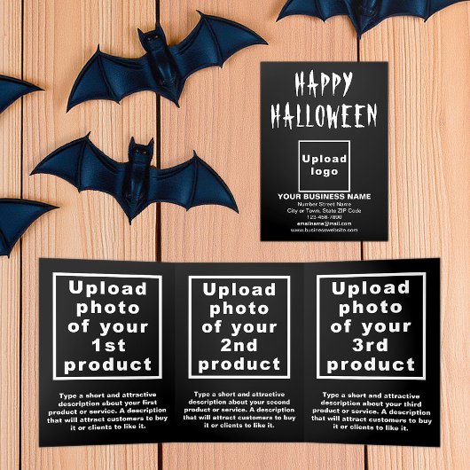 Carte triple Halloween Noire d'affaires
