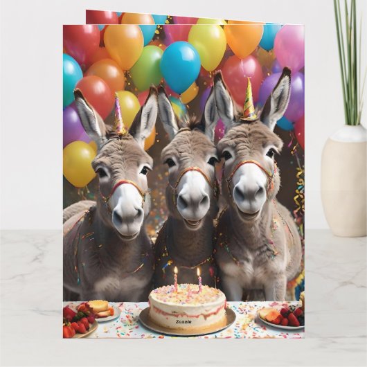 Carte Triple the Joy : Donkey Triplets'Anniversaire Bash (Dos)