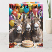 Carte Triple the Joy : Donkey Triplets'Anniversaire Bash (Devant)