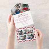 Carte triplée rouge et blanc Plaid (Déchirure)