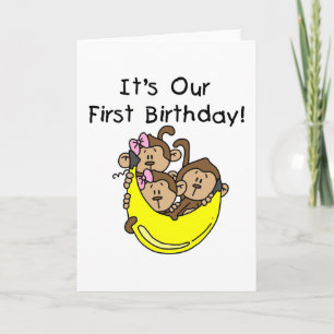 Carte Triplés 1er - Deux Filles Un Garçon Tshirts et Cad