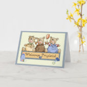 Carte Triplets bienvenus (Fleur jaune)