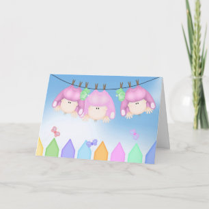 Carte Triplets de bébé fille